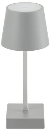 Baroni Home Lampada da Tavolo Luce LED, 3 Intensità di Luce, Controllo Touch, Dimmabile, Portatile, Senza Fili, Cavetto di Ricarica Incluso, 11x11x26 cm (Grigio, 1 pezzo)