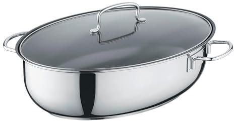 Berndes Edelstahlbräter 7,7 L mit Deckel – 38x25,5 cm - Kochtopf zum Schmoren und Braten - für alle Herdarten geeignet - PFAS- und PTFE-frei – Antihaftbeschichtung - Induktionsgeeignet