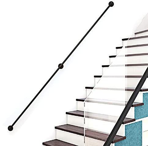 Industrielle Rohrgeländerschiene, Wandstützgeländer-Set, einfach zu installieren, Handlauf für Treppen, Haltegriff für ältere Menschen/Kinder, 6 m Länge, geeignet für 3 m 6 m Treppen