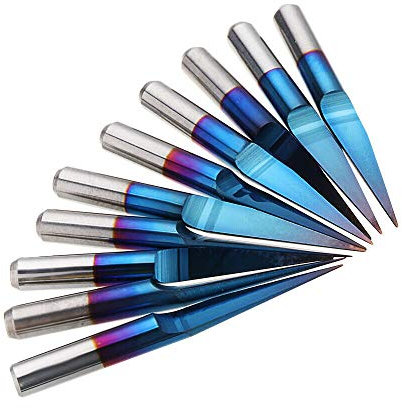 Schaftfräser-Set, Hartmetall-Bohrer, 10 Stück, Fräser-Bits, Fräsmaschinen-Bits, CNC-Graviermaschinen-Werkzeug, Blaue Beschichtung, Fräser-Bits für PCB, Kupfer, Aluminium,