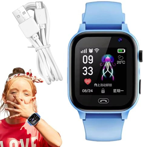 Children's Smart Watch - Orologio per telefono GPS 4G GPS, batteria ricaricabile per bambini Smart Owatch | Apprendimento e sicurezza con la flash leggera della telecamera chiamata, touchscreen SOS Re