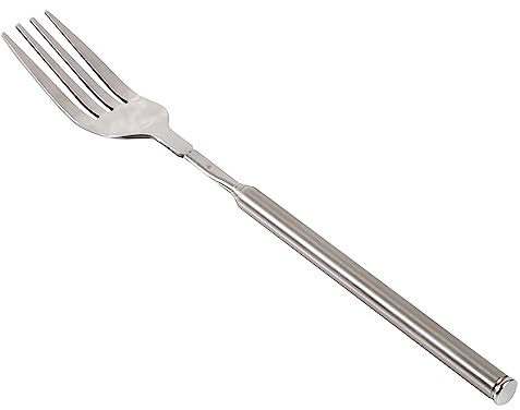 Nikou Tenedor telescópico extensible de mango largo para barbacoa, cubiertos de acero inoxidable para cena, fruta y dert, 30 cm de longitud, ideal para asar y servir