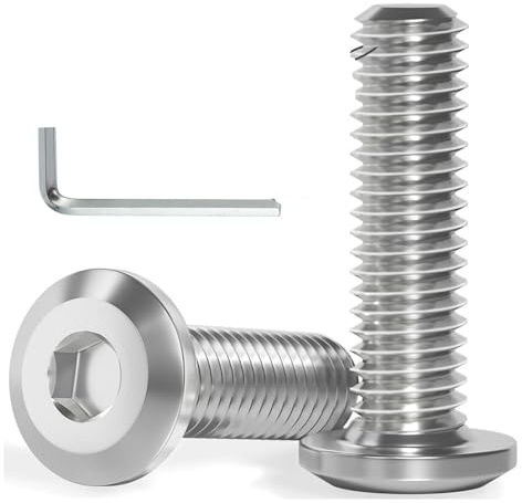 10 Stück M8 x 40 Schrauben, Flachkopfschrauben, Innensechskant Edelstahl A2 V2A Vollgewinde mit Hex Key