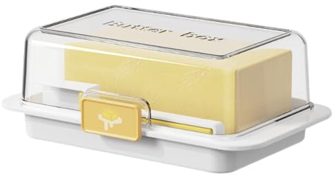 Mantequera con tapa, plato de mantequilla para refrigerador, contenedor de plástico para mantequilla de la costa este/oeste, sin BPA, apto para microondas y lavavajillas (material: ABS, como en la