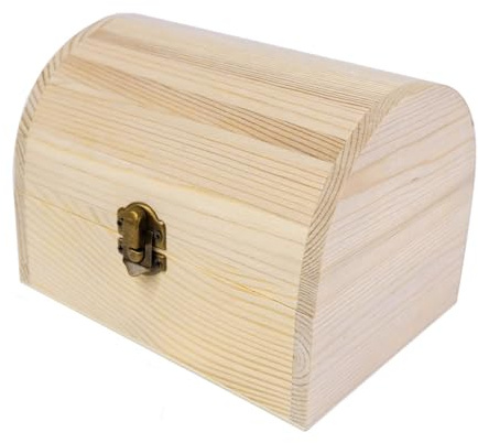 harayaa Scatola di legno non finita, portagioie, scrigno del tesoro, scatola di legno non verniciata per feste di compleanno, Style C