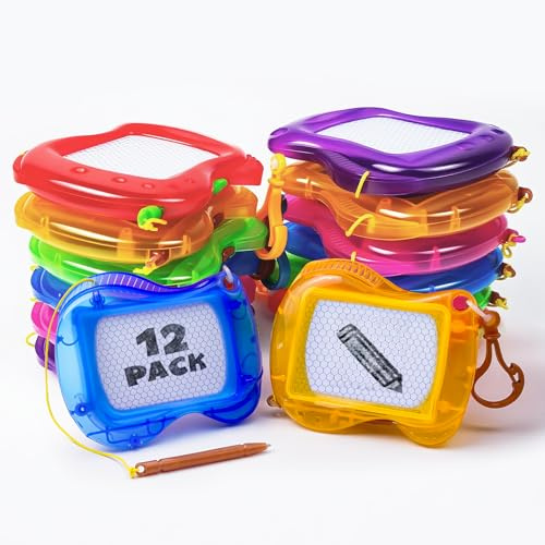 Mitgebsel Kindergeburtstag Mini Maltafel, 12 Stück Zaubertafel Schlüsselanhänger Kinder, Magnetisches Zeichenbrett Reisegröße, Give Aways Kleinigkeiten Geschenktüten Füllung Partygeschenke