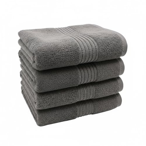 pamuk design Handtücher ELA 4er Set 50x100 cm, 100% Baumwolle, Frottee, weich, saugstark, Bad & Sauna, Basic, Dunkelgrau