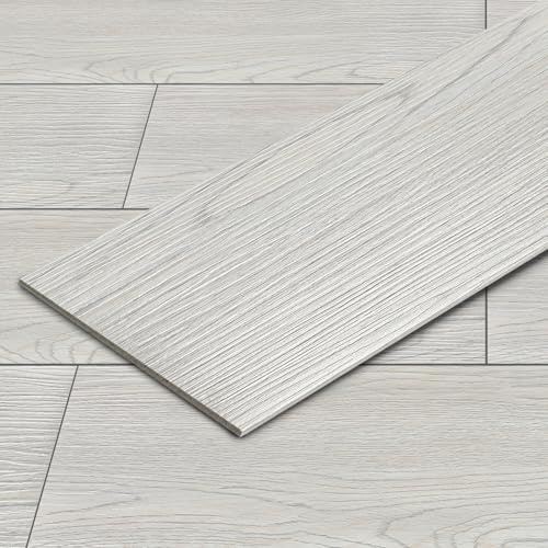 Monucep PVC Bodenbelag Selbstklebende, Vinyl Laminat 10m² /72 Fliesen, Rutschfest wasserfest Easy Clean Vinyl Fliesen für Wohnzimmer Küche, 91,44x15,24cm Dicke 2 mm, Rauchgrau