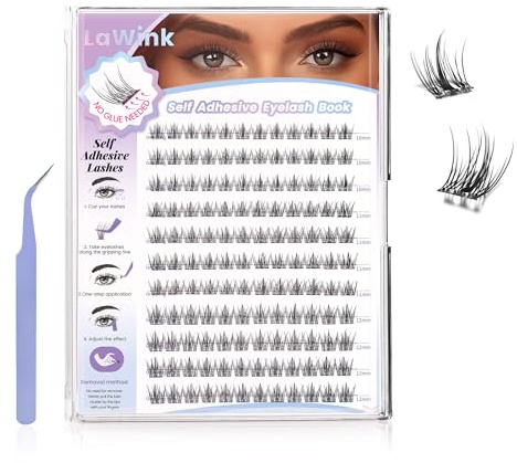 Natürliche selbstklebende Wimpernbüschel, aufklebbare Wimpern, 132 Stück, 10–12 mm, CC-Curl, vorgeklebt, benötigen keinen Kleber, einzelne-Wimpern, zarte selbstklebende Cluster-lash, selbsthaftend