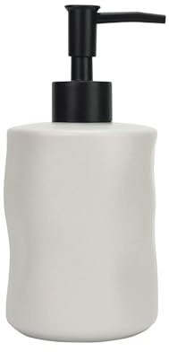 Jean & Len Seifenspender aus Steingut, Matte Optik und weiche Haptik, große Füllmenge von 400 ml, ideal für Flüssigseife in Bad und Küche, minimalistisches Design, aus Keramik, 8,4 x 18 cm