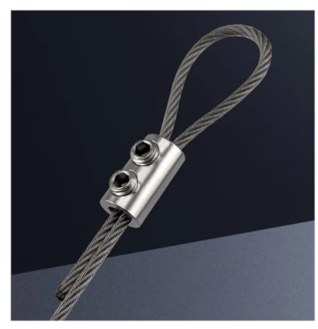 Stainless Steel Wire Cable Clamp Double Hole Metal Copper Clips for 1.5/2mm Steel Wire - Durable Fastening Accessories(2mm X50pcs)
