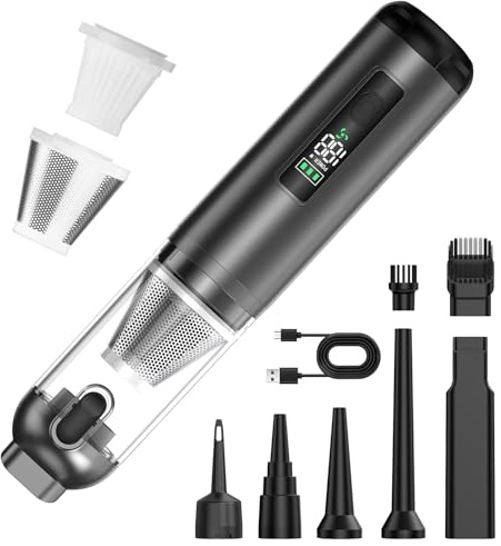 Journeyside Aspirateur à Main pour Voiture, 16000PA Aspirateur à Main sans Fil, Aspirateur pour Voiture 2 en 1, Écran de Batterie LED, 3 Niveaux D'aspiration pour Nettoyage Recoins et Ppetits Débris