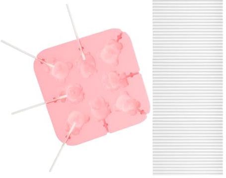 SEWACC Moule Silicone 8 Cavités Sucettes Chocolat Bonbons avec Ventouse, Design Dessin Animé, Facile à Nettoyer, pour Fêtes d'Garçon et Filles et Moments en Famille