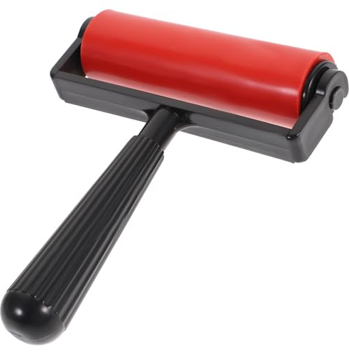 Rubber Roller Brayer Red 10cm for Printmaking and Graphic Projects