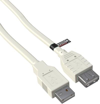 rhinocables USB 2.0 Extension Cable (25cm) | Fast 480 Mbps Data Transfer, Plug and Play, Compatible with Printers, Keyboards, Extension Lead for Peripherals, Beige