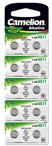 Camelion Knopfzelle, Uhrenbatterie LR58 / AG11 / G11 / LR721 0% HG 10er Blister, Alkaline, 1,5V