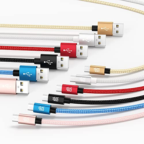 JAMEGA – 2m Premium Micro USB Kabel | Nylon geflochtenes USB Ladekabel Datenkabel für Micro USB Geräte kompatibel mit Samsung, HTC, Huawei, Sony, Nokia, Kindle, PS4 XBOX Controller – Rot