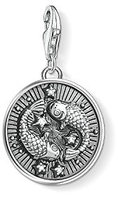 THOMAS SABO Charm pendant zodiac sign Pisces 925 Sterling Silver, Blackened