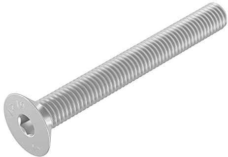 SECCARO Vite a testa svasata M8 x 70 mm, acciaio inox V2A VA A2, DIN 7991 / ISO 10642, esagono incassato, 20 pezzi