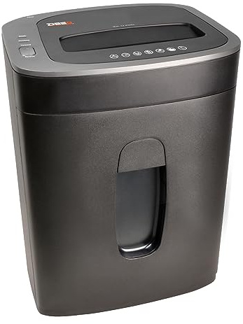 Desq 20065 Aktenvernichter | 12 Blatt | 4x33mm | P4 | Auch Kreditkarten | 19-Liter-Auffangbehälter | nur 60dB, Schwärz