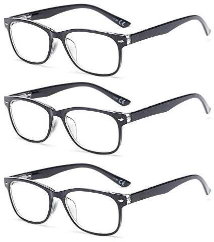 Suertree Pack de 3 - Gafas de Lectura con Filtro de Luz Azul para Mujer y Hombre, Anti Luz Azul para PC, BM161 2.5X