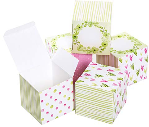 Logbuch-Verlag 25 kleine Schachteln für Gastgeschenke weiß rosa grün 7 x 7 cm Geburtstag Hochzeit Taufe Konfirmation Gäste