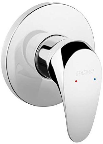 FERRO Unterputz Duscharmatur Wandarmatur Mischbatterie in Chrom, Keramik, Poliert, Modern, 1 Loch, Hebel, Mitte, traditional curve