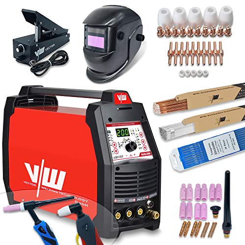 Poste à souder combiné Tig avec fonction de soudage 200A et électrode 170 A et coupe plasma 50 A | Fonction d'impulsion - pré- et post-écoulement de gaz - set - Berlin 2400 de Vector Welding