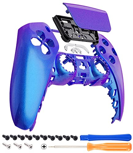 eXtremeRate Chameleon Purple Blue Touchpad Front Housing Shell for PS5 Controller, DIY Shell for PS5 Controller, Custom Touch Pad Cover Faceplate for PlayStation 5 Controller