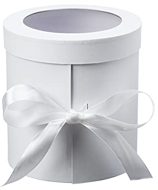 OASIS® White Round Flower Gift Box – Lined Hat Box with Split Design – Elegant Packaging for Floral Arrangements & Gifts