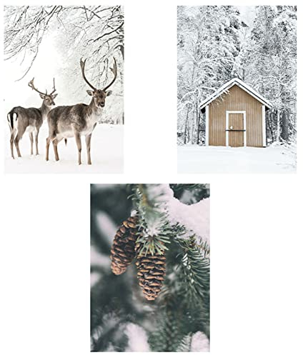 SWECOMZE 3er Premium Poster Set, Modern Winter-Schnee-Szene Bilder,Ohne Rahmen Print Kunstposter,Wandbilder für Wohnzimmer Schlafzimmer (40x50cm)