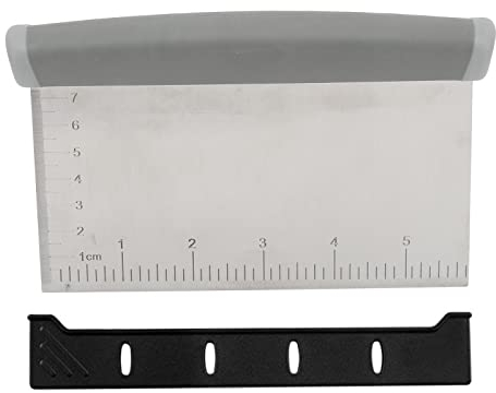 Stainless Steel Dough Scraper, Metal Griddle Chopper Grey Benchs Scraper Knife with Measuring Scale and Cover for Baking