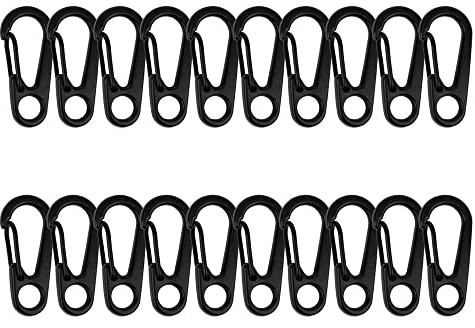 Temlum Aluminiumkarbinhake, 3,3 cm minikarbinhake, set, karbinhakar med snäpplås, nyckelring krok för camping, resor, vandring (svart, 20 stycken)