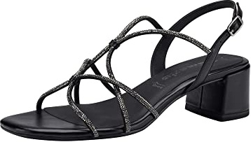 Tamaris Damen Sandaletten, Frauen Sandalen,TOUCHit-Fußbett,Freizeitschuhe,offene Schuhe,Strandschuhe,Riemchensandalen,Black METALLIC,37 EU