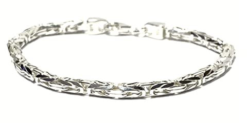 Armband 925 Silber Königskette achtkant massiv 4x4mm 21cm
