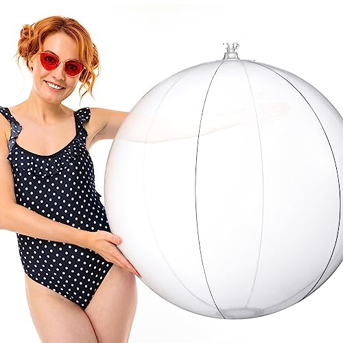 Shappy 1 Piece 5 Feet Giant Inflatable Beach Balls 60 Inch Large Transparent Beach Ball Huge Clear Oversize Jumbo for Summer Swimming Pools Water Party