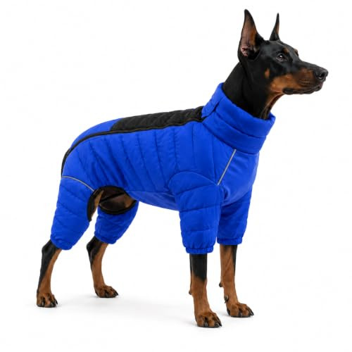 Hundemantel, warme Hundejacke, 4 Beine bedeckt, wasserdicht, Winddicht, reflektierende, warme Hundeweste, Hundeschneejacke für kleine, mittlere und große Hunde.Blue 3XL