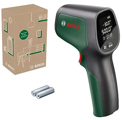 Bosch infrared thermometer UniversalTemp (-30°C...+500°C, easy and precise measurement, 3 predefined material groups, in E-Commerce cardboard box)