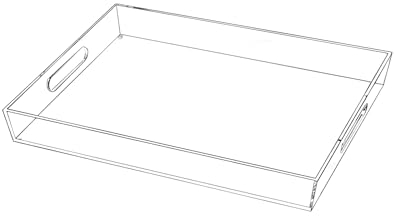 QWORK® Vassoio da portata trasparente, vassoio in acrilico con manici, protezione antigraffio, ideale per colazione, caffè e dessert, 30x40 cm