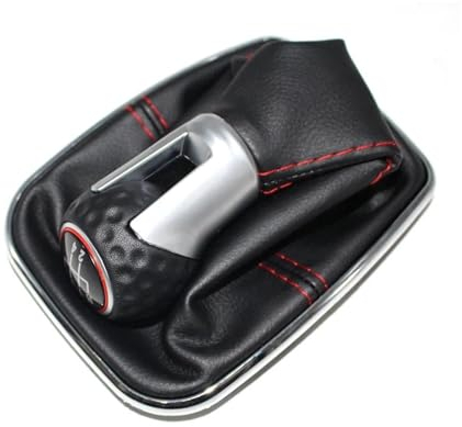 Auto Schaltknauf Für VW Für Bora Für Jetta Für Golf 4 IV MK4 Für GTI R32 1999-2004 Auto Leder Schaltknauf Hebel Shifter Gaitor Boot Abdeckung Auto Schalthebel Schaltknauf (Color : 6 Speed)