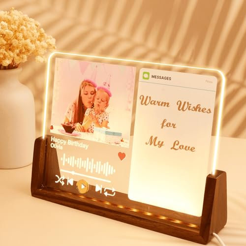 uniqicon Placa Spotify Personalizada, Fotos Personalizadas Con Base, Placa Acrílica Personalizada Con Foto, Regalo Para Pareja, Abuela, Navidad