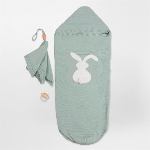 Minora Baby Strickwaren Cocoon Swaddle Set, 0-8 Monate, Winter Schlafsack Newborn Pucksack, Neugeborene Pucktuch, Baumwolle