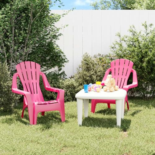 BaraSh Chaises de Jardin pour Enfants Lot de 2 Rose 37x34x44 cm PP,Fauteuil Exterieur Terrasse,Chaise Terrasse Exterieur,Salon Jardin Plastique