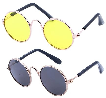 Supvox Lustige Haustier-Sonnenbrille Für Katzen Und Hunde Leicht Aus Metall Und Kunststoff Kreative Parodie-Brille Für Partyspaß