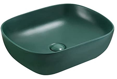 Lavandino da bagno Lavabo da appoggio verde opaco Lavabo da appoggio in ceramica artistica Lavabo da bagno rettangolare con gocciolatoio Accessori per il bagno Lavabo a vasca (Verde 48x40 cm Taglia