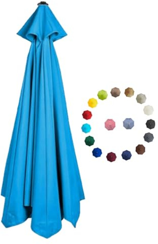 Replacement Parasol Canopy 2.0/2.3/2.7/3.0m Patio Umbrella Replacement Canopy 6 Arms/8 Arms Canopy Replacement Cover for Garden Market Beach Umbrella ( Color : Light blue , Size : 2.7m/9FT-6Ribs )