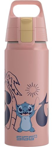 Sigg - Gourde Enfant En Aluminium - WMB ONE Stitch - Pour l'École et le Sport - Convient Aux Boissons Gazeuses - Étanche & Légère - Sans BPA - Certifiée Neutre En CO2 - Rose - 0,6L