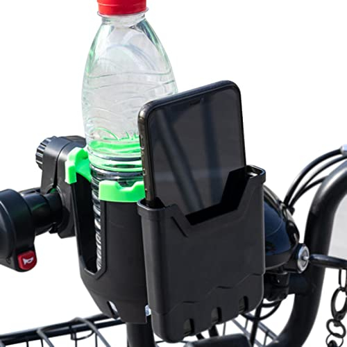 Moxeupon Fahrrad-Getränkehalter mit Handyhalter, Getränkehalter für Fahrradlenker, 360 Grad drehbarer Motorrad-Getränkehalter, Fahrrad-Getränkebecherhalter, verstellbar für Mountainbikes und