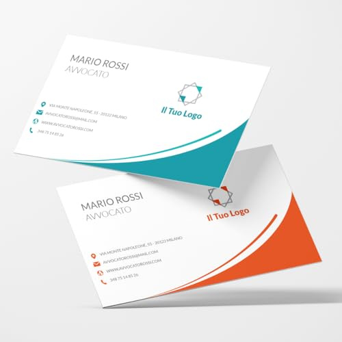 Biglietti da Visita Personalizzabili - Stampa da 50 Pezzi, Angoli Arrotondati, Plastificazione, Logo, Formato Digitale, Supporto Italiano (8x5 cm, 50, Pezzo)