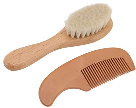 Baby-Bürsten- und Kamm-Set, Bequeme Ziegenhaar-Wollhaarbürste für Männer, Frisur für Babybadewanne, Verbundholzmaterial